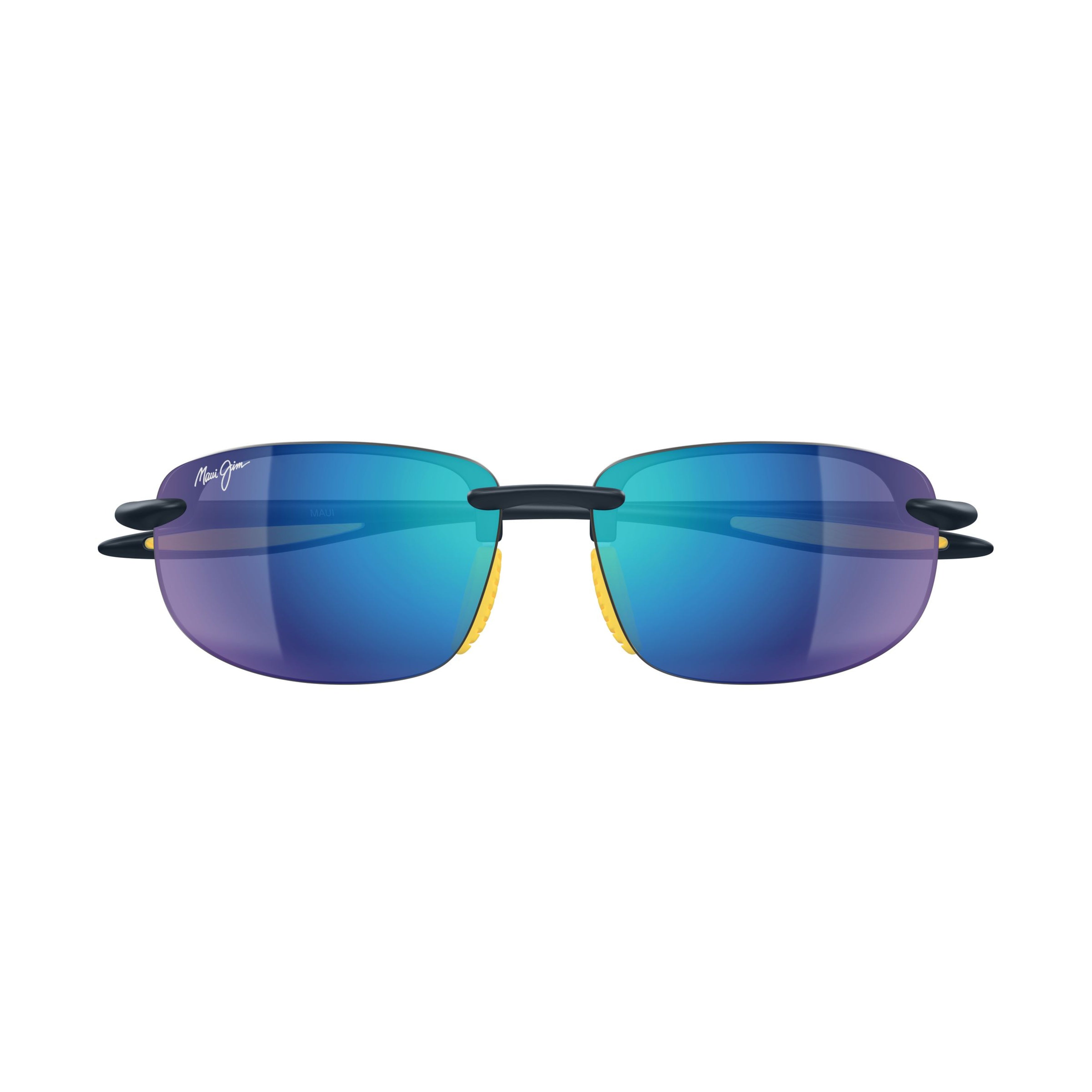 Hookipa Ultra Af Rimless Rectangular Sunglasses with Blue Mirrored Lenses