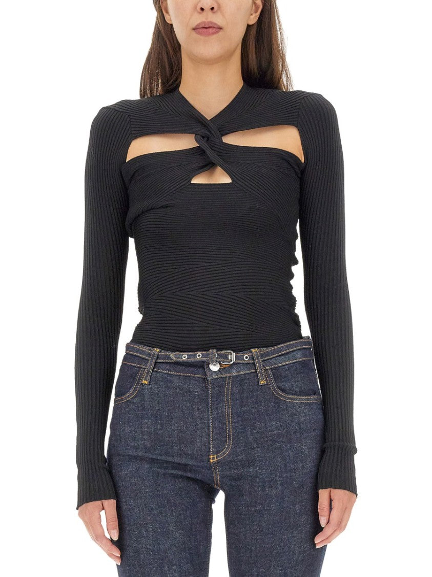 Cut-Out Front Mesh Top