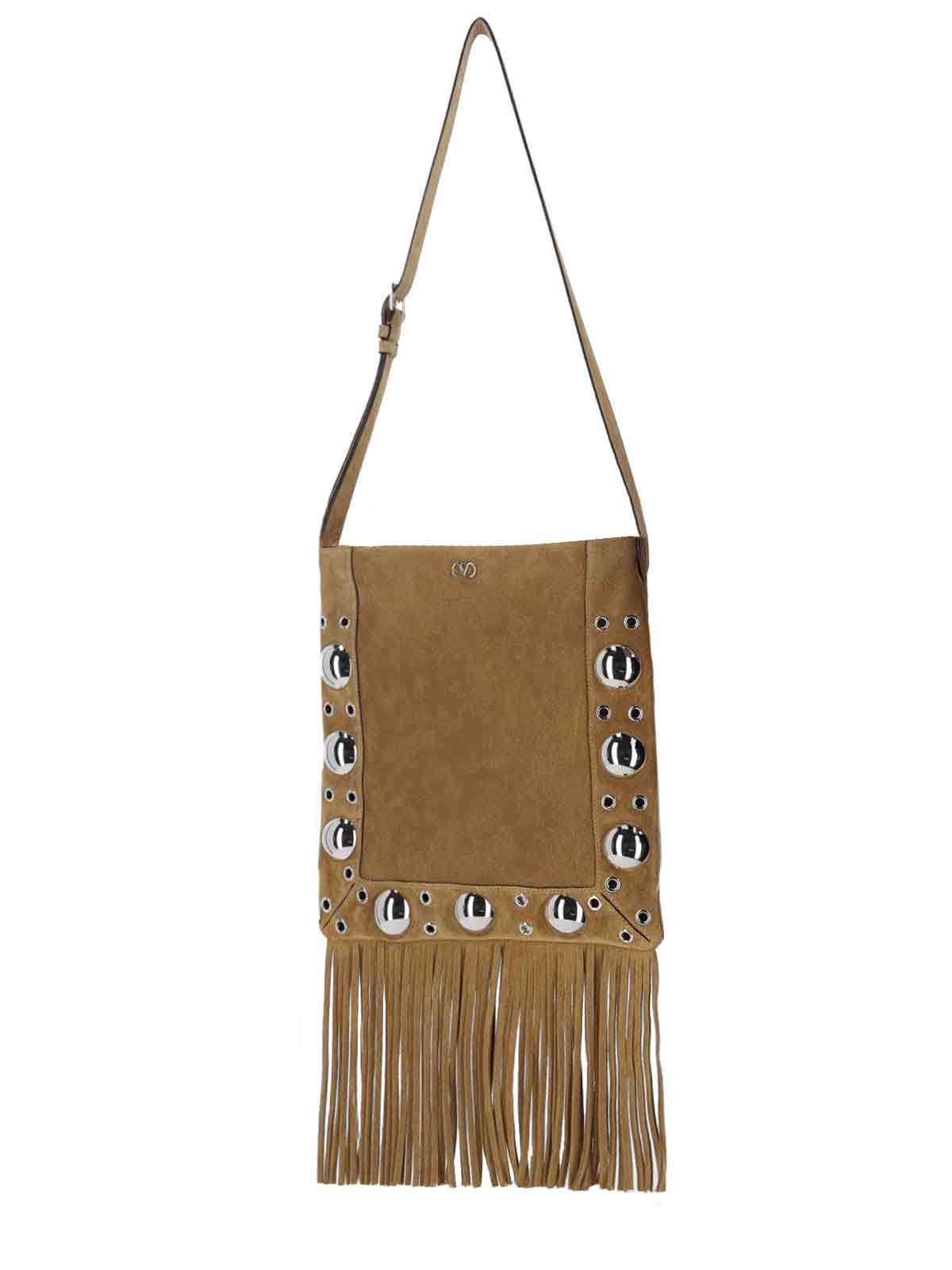 Suede Shoulder Bag with Silver Studs