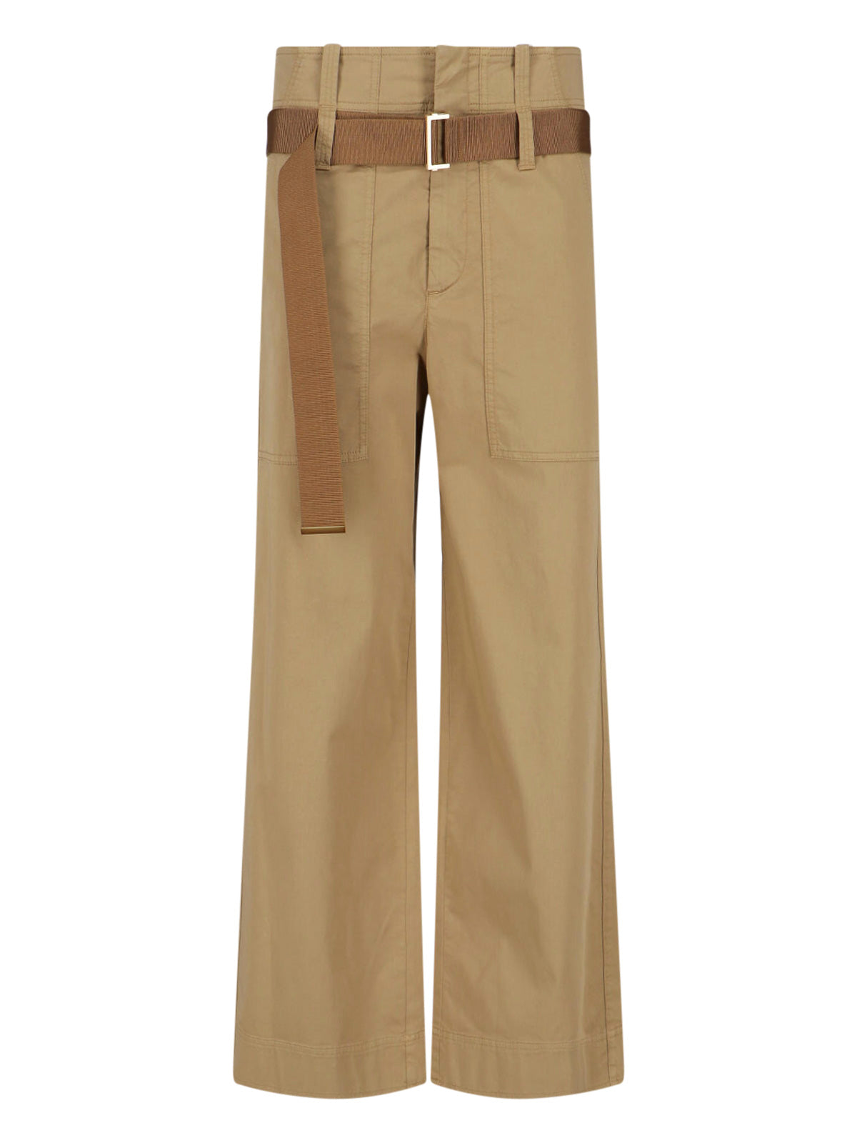 Brown Wide Leg Cotton Pants