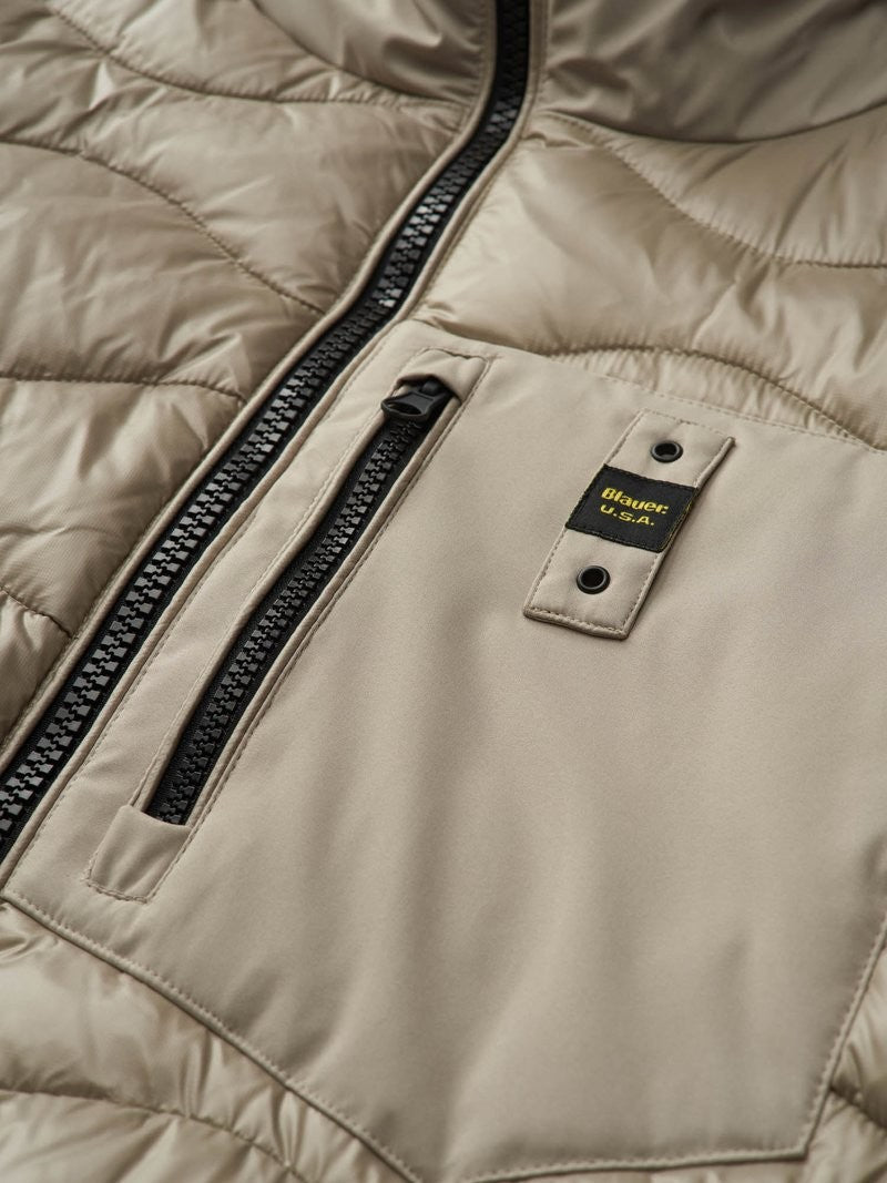 Beige Down Jacket With Hood