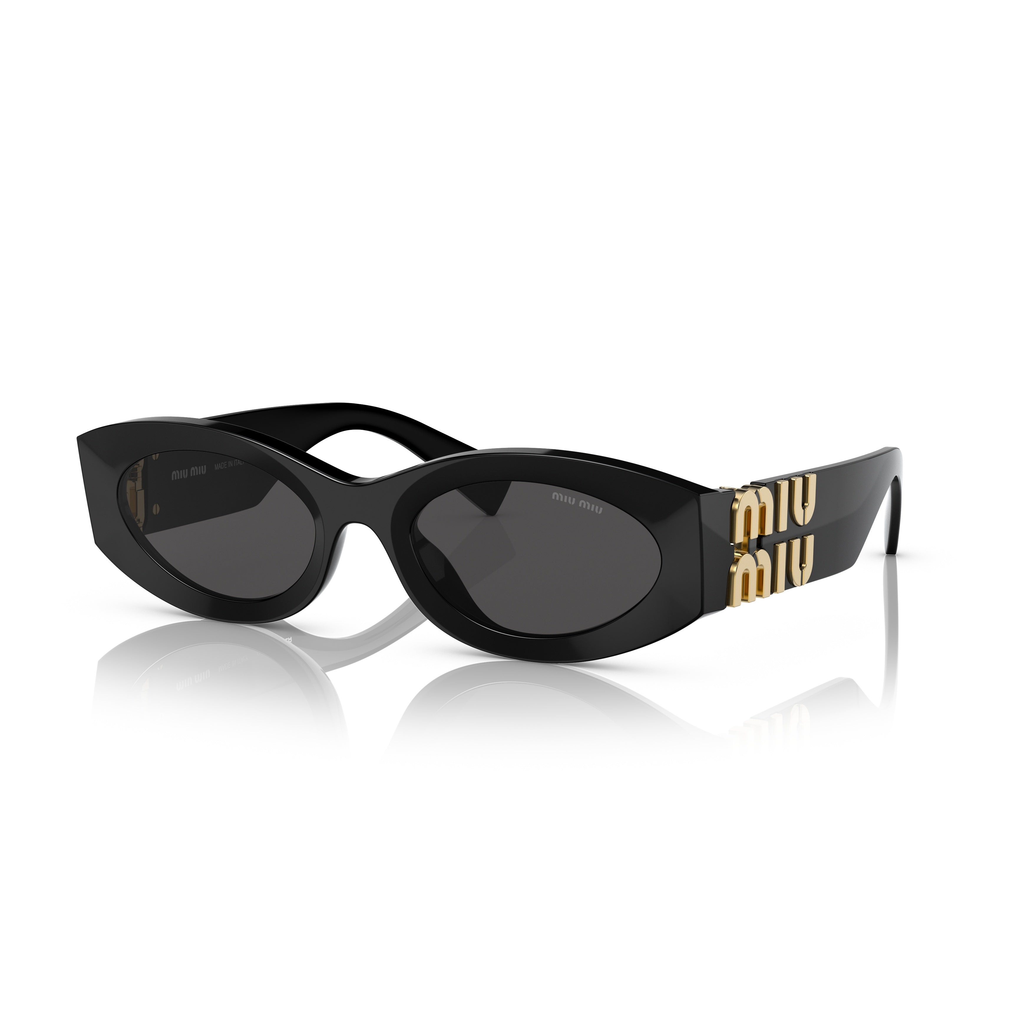 0mu 11ws Elongated Oval Black Acetate Sunglasses