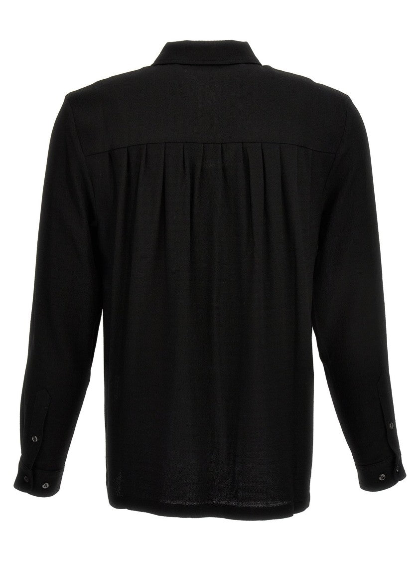 Long-Sleeve Black Casual Shirt With Classic Collar And Minimalist Design