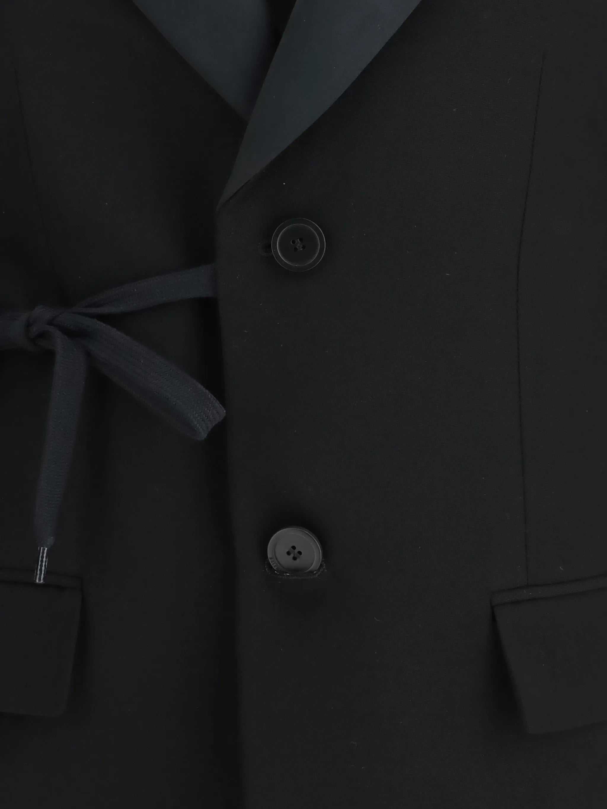 Black Wrap Tuxedo Satin Lapel Jacket