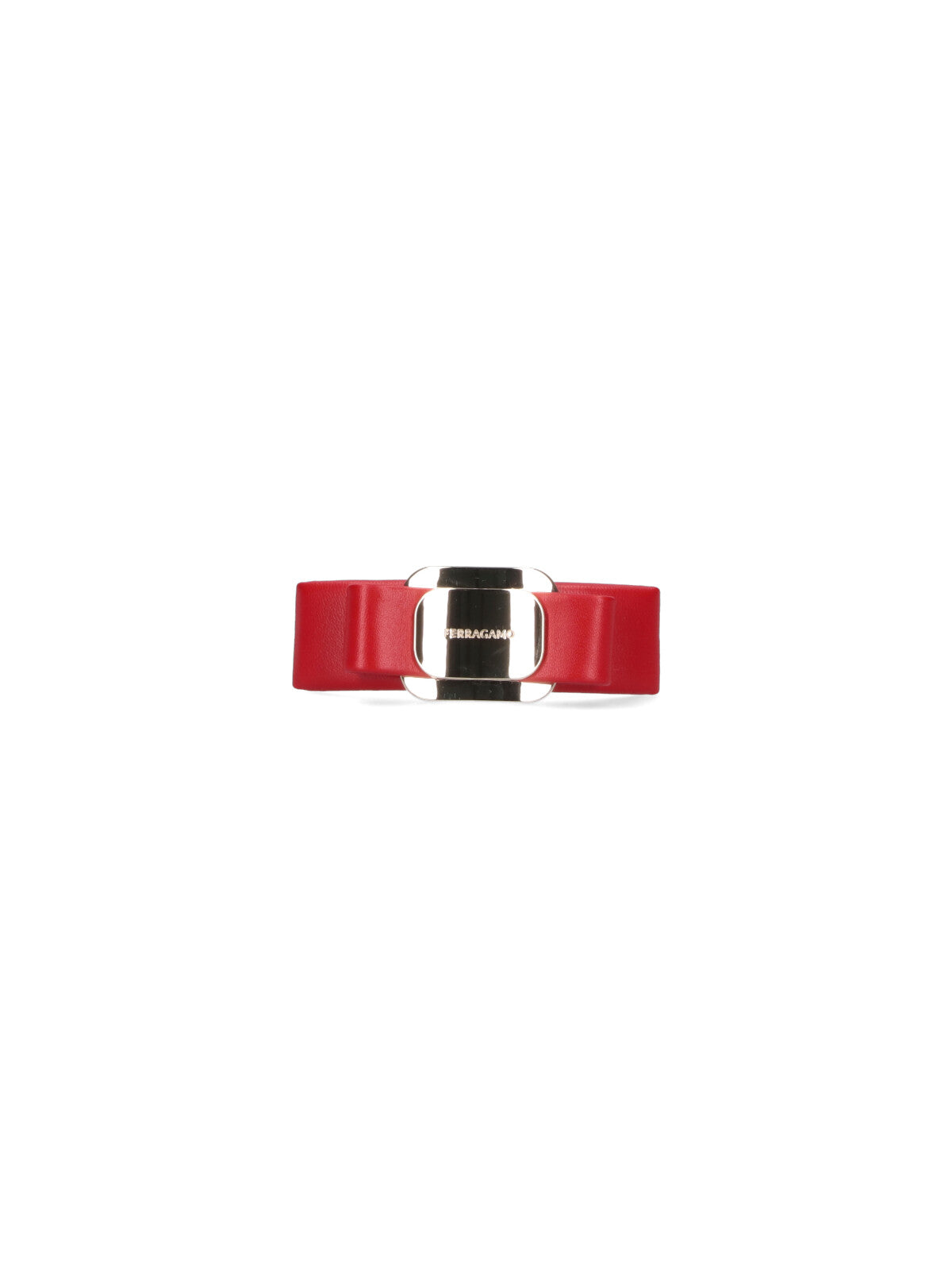Structured Bow Hair Clip in Red Calf Leather