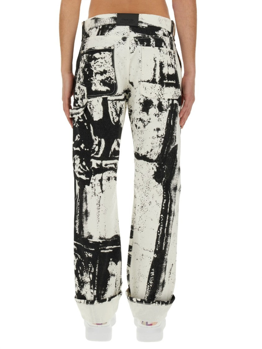 Workwear Jeans With Fold Print