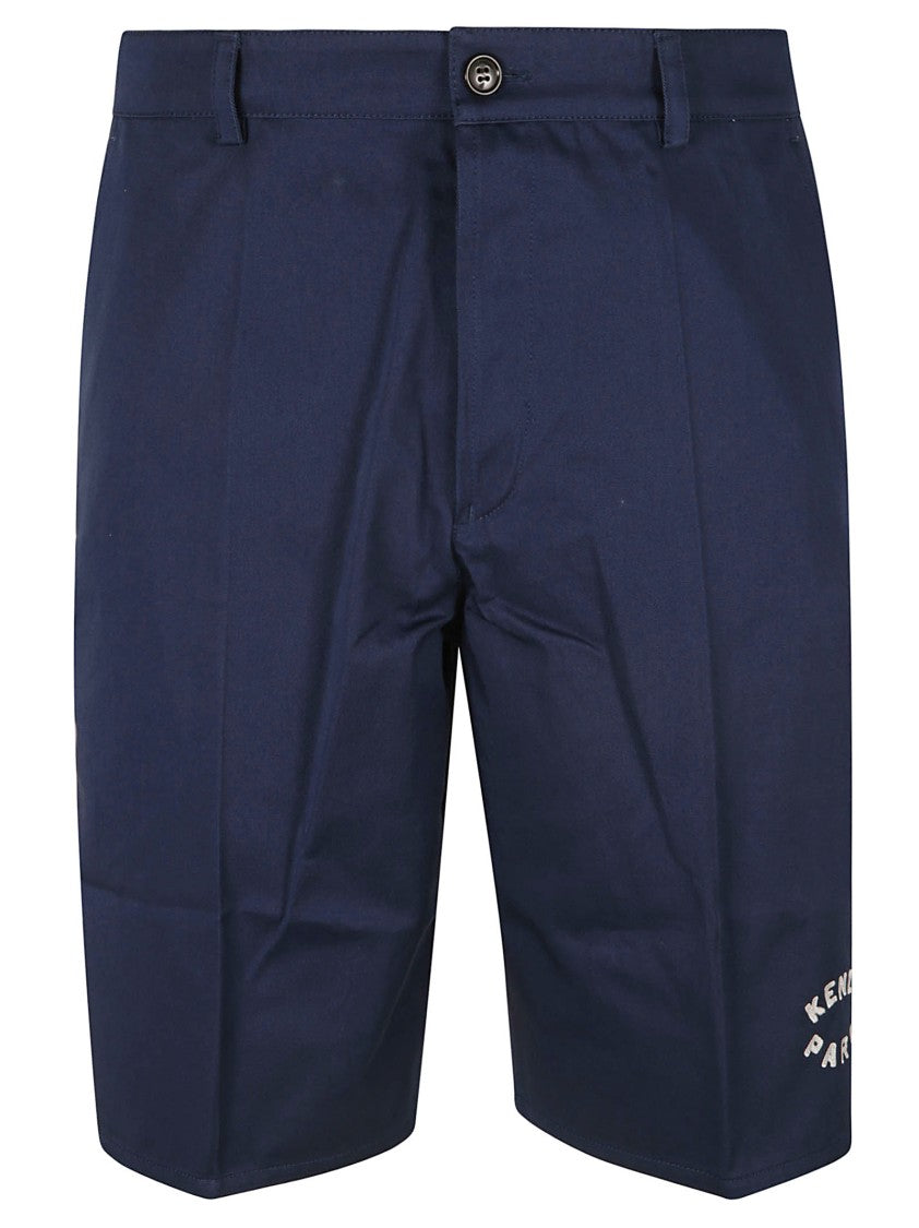 Tailored Blue Shorts With Button Closure
