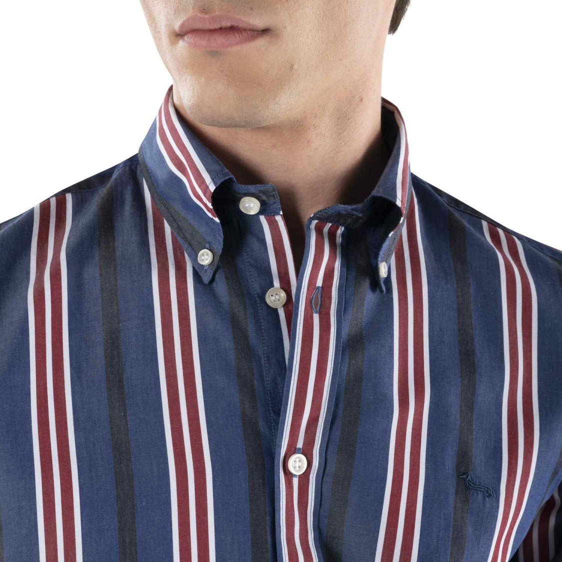 Button-Down Striped Shirt with Embroidered Logo