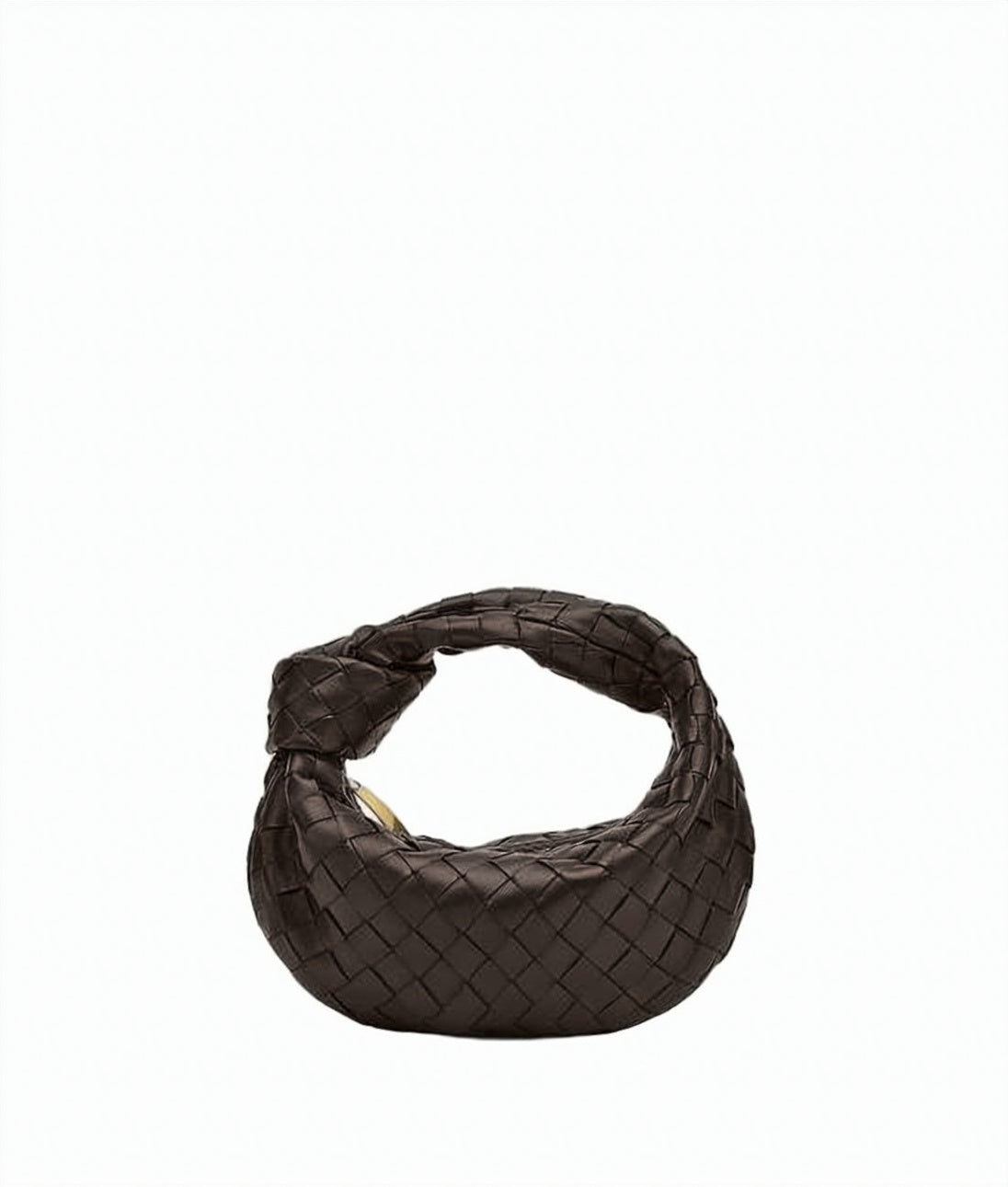 Mini Crescent-Shaped Handbag with Woven Pattern and Knotted Handle
