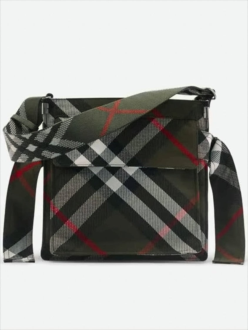 Rectangular Check Pattern Crossbody Bag