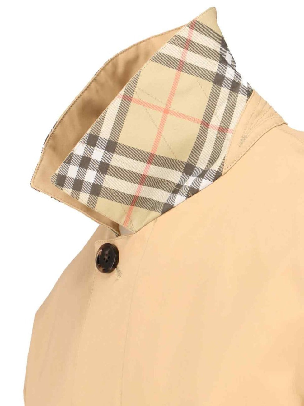 Check Lining Beige Cotton Coat