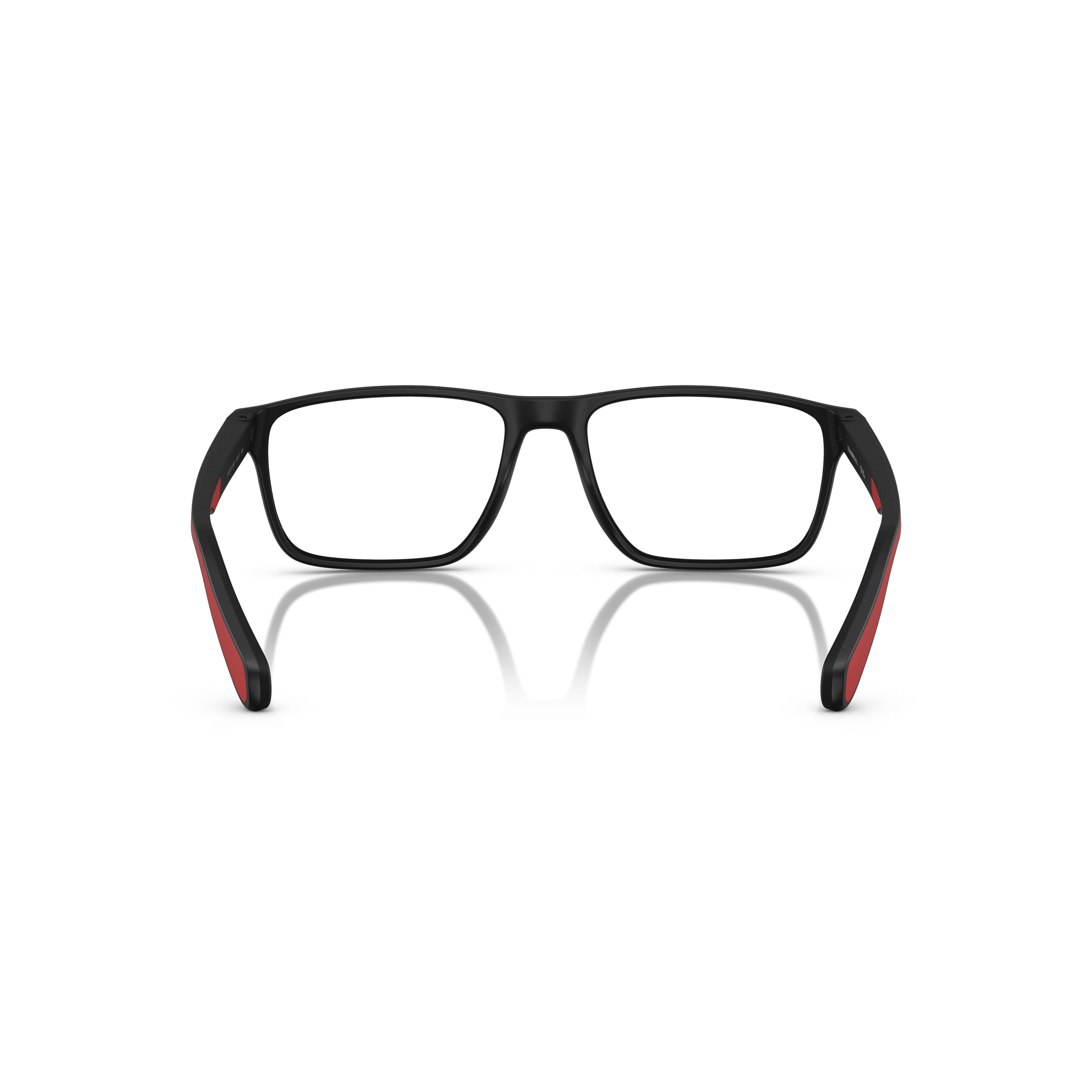 0ea3233 Rectangular Matte Black Eyeglass Frames with Red Accents