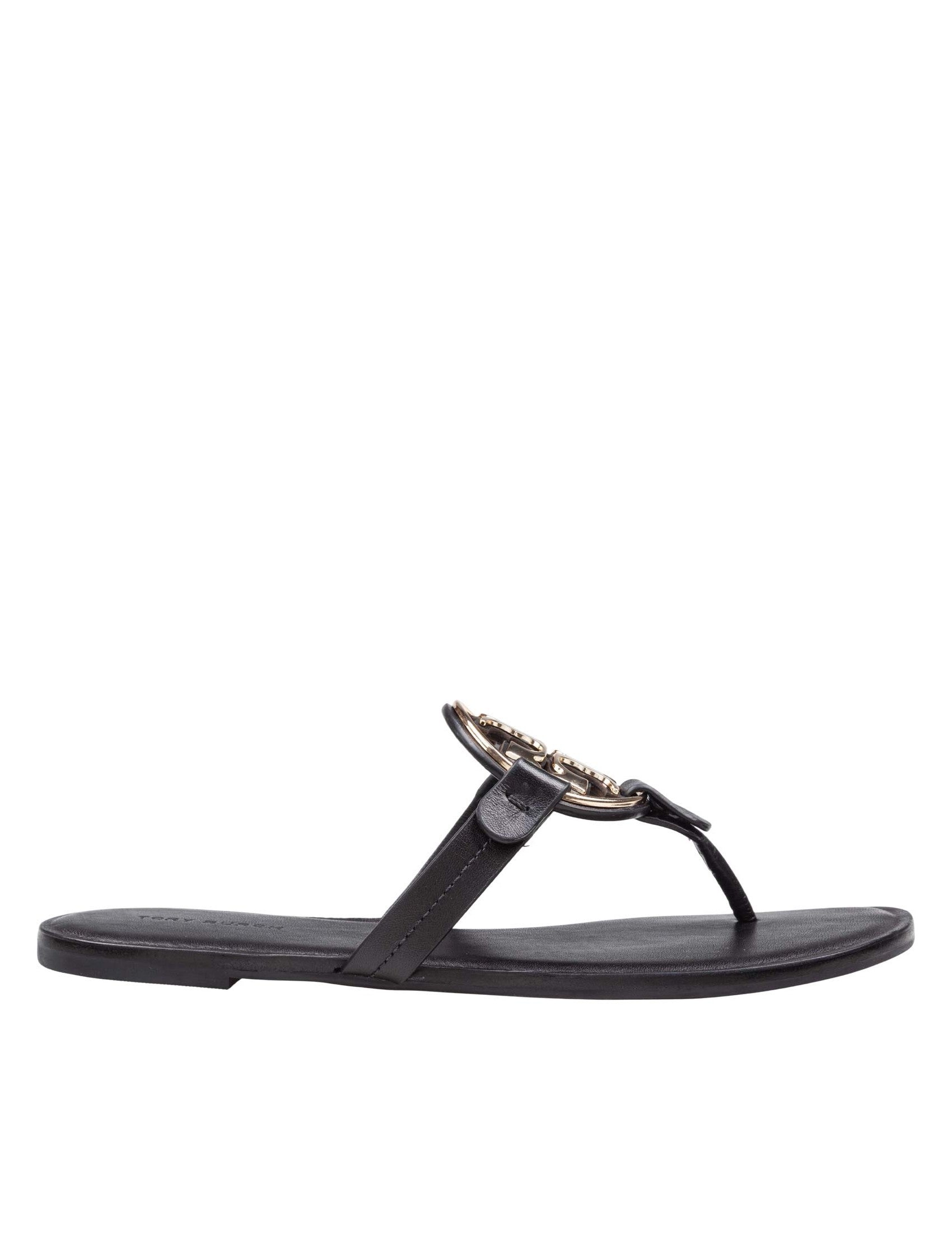 Metal Miller Leather Flip-Flops, Black