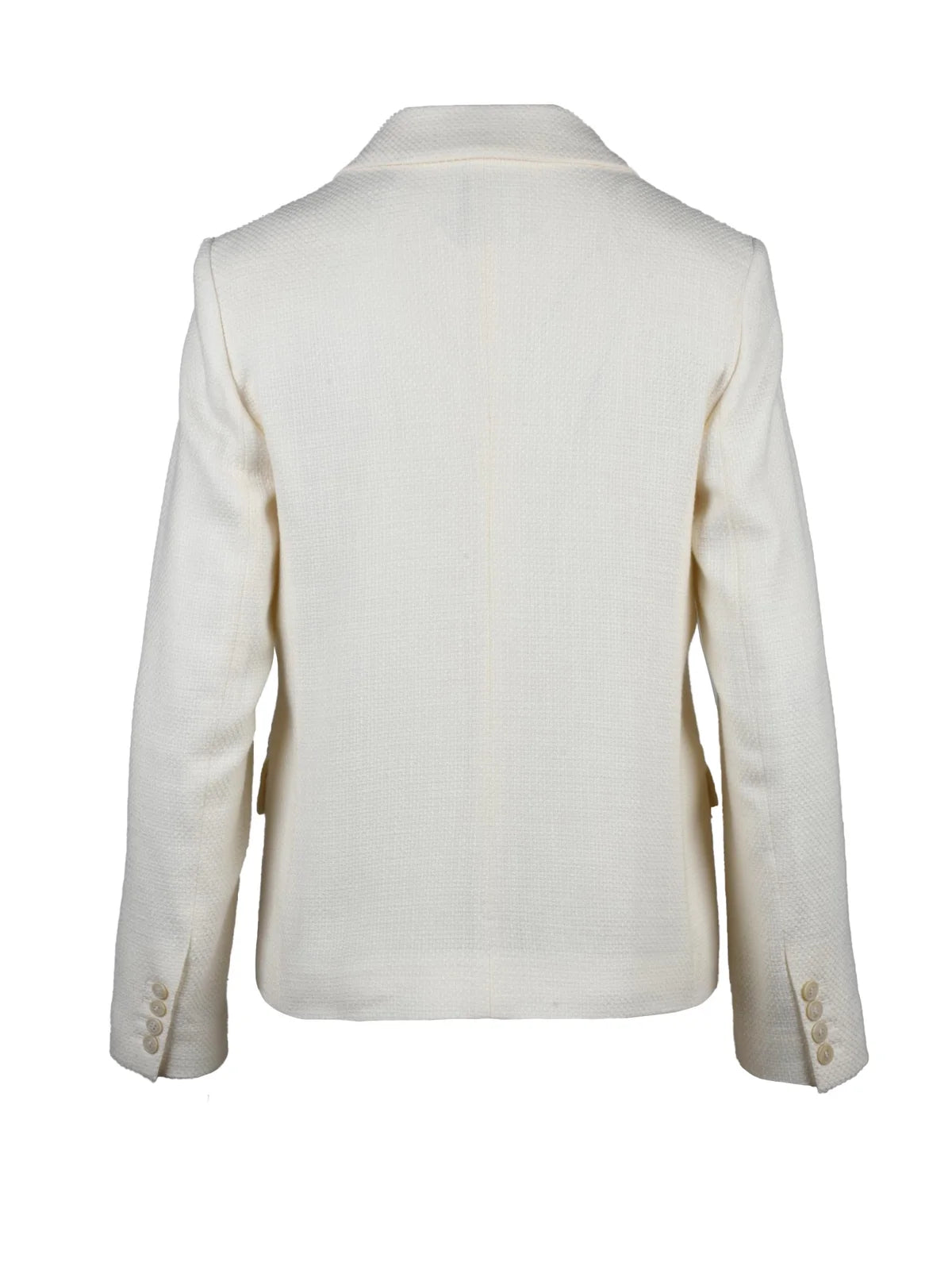 White Double-Breasted Wool Cotton Silk Jacket