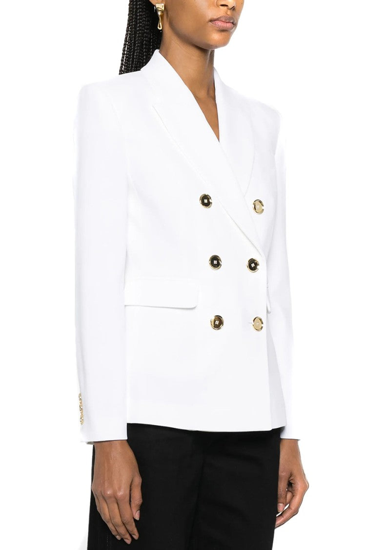 Double-Breasted Blazer With Gold Button Accents And Tailored Fit