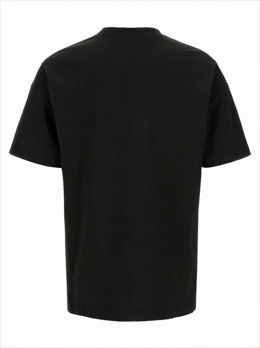 Black Short-Sleeve T-Shirt with Logo Detail