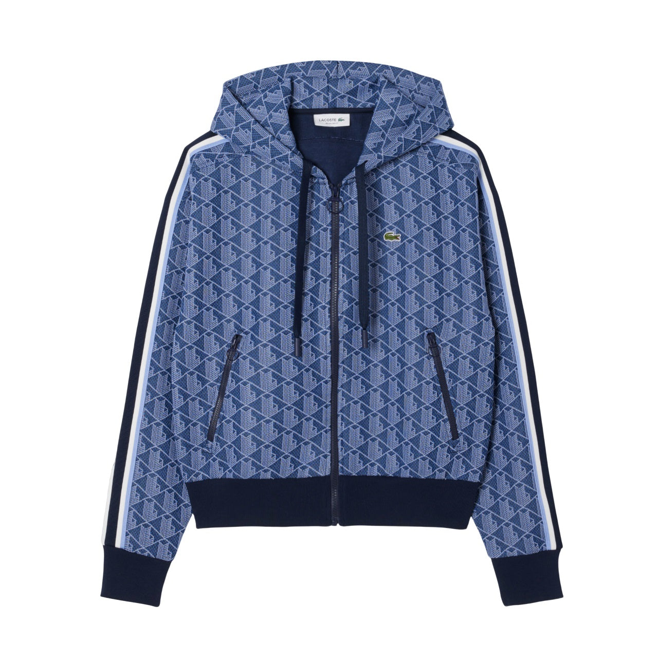 Geometric Monogrammed Hoodie With Adjustable Hood