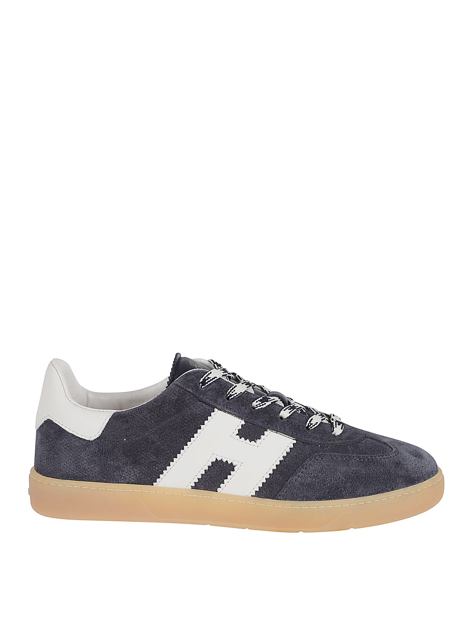 Suede Sneakers with Contrasting Leather Insert