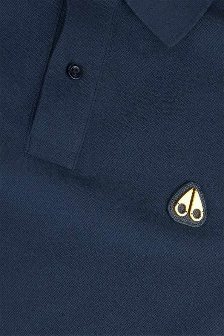 Blue Short-Sleeve Polo Shirt with Traditional Collar