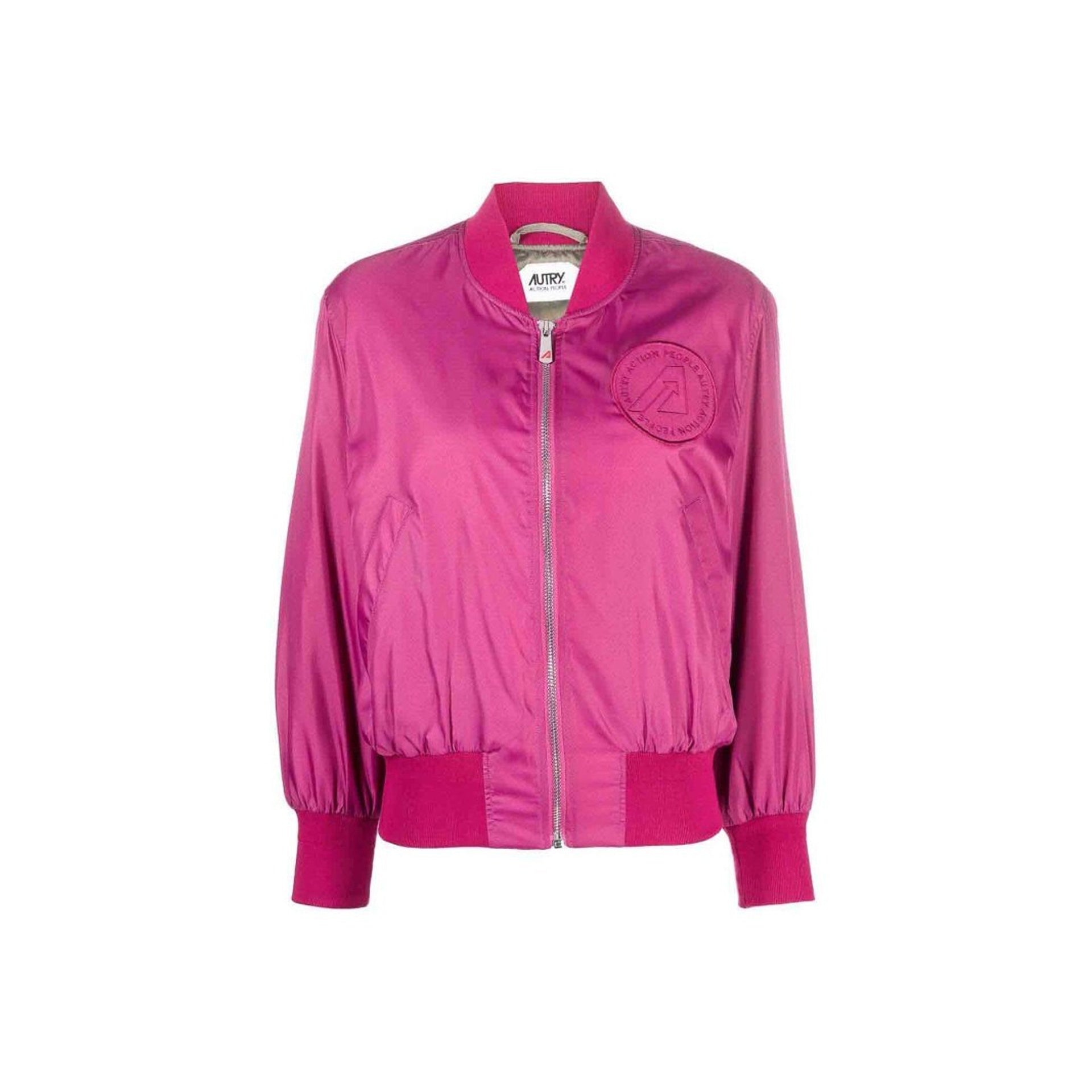 Padded Bomber Jacket With Ribbed Trims And Embroidered Logo