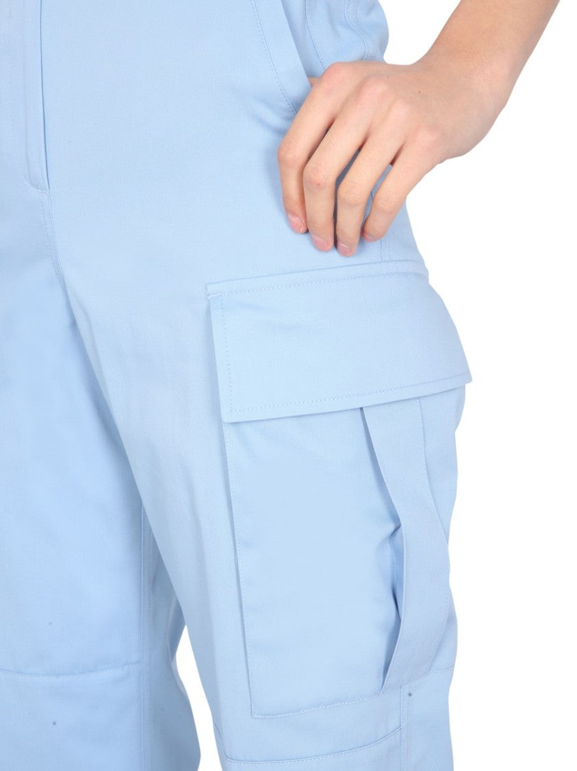 Cropped Cargo Pants With Buttoned Hem