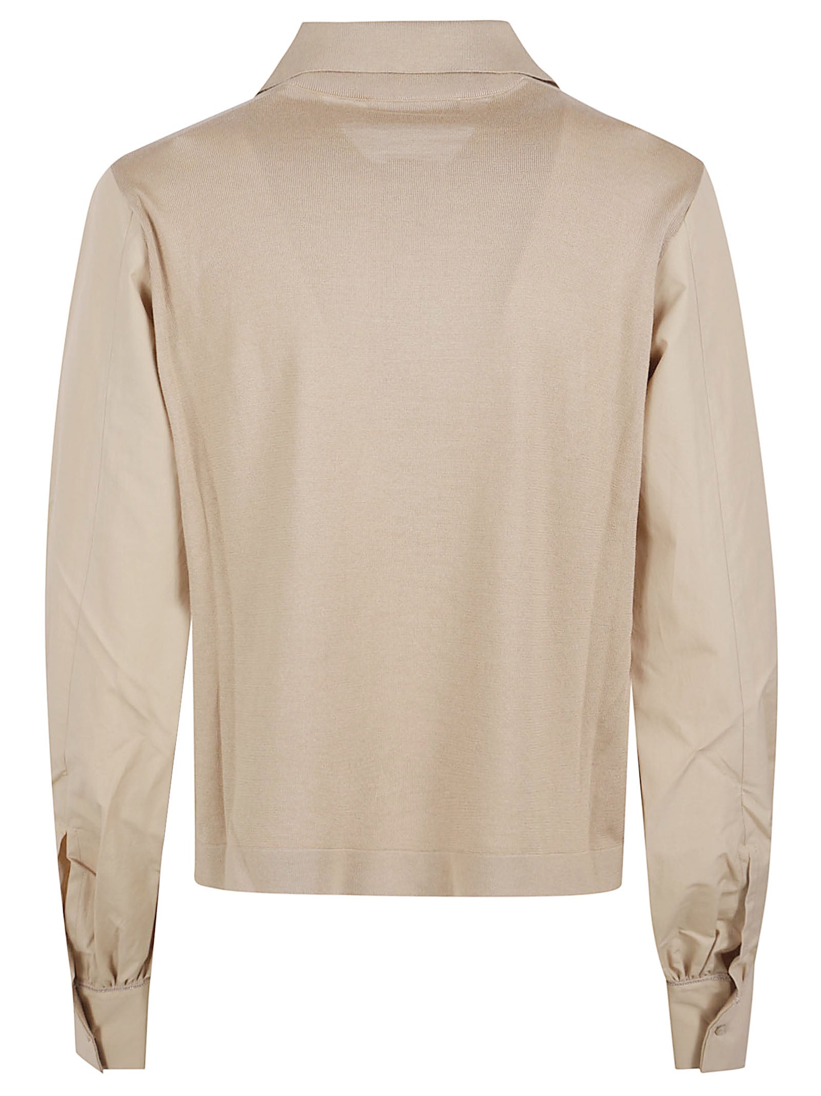 Cropped Shirt with Concealed Placket and Puff Sleeves
