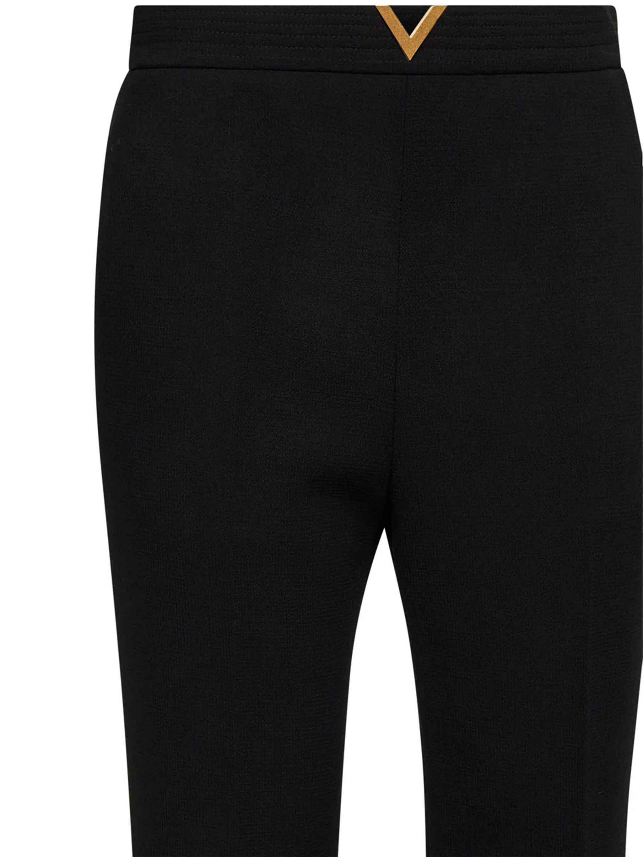 Black Tailored Wool V-Waistband Cropped Pants