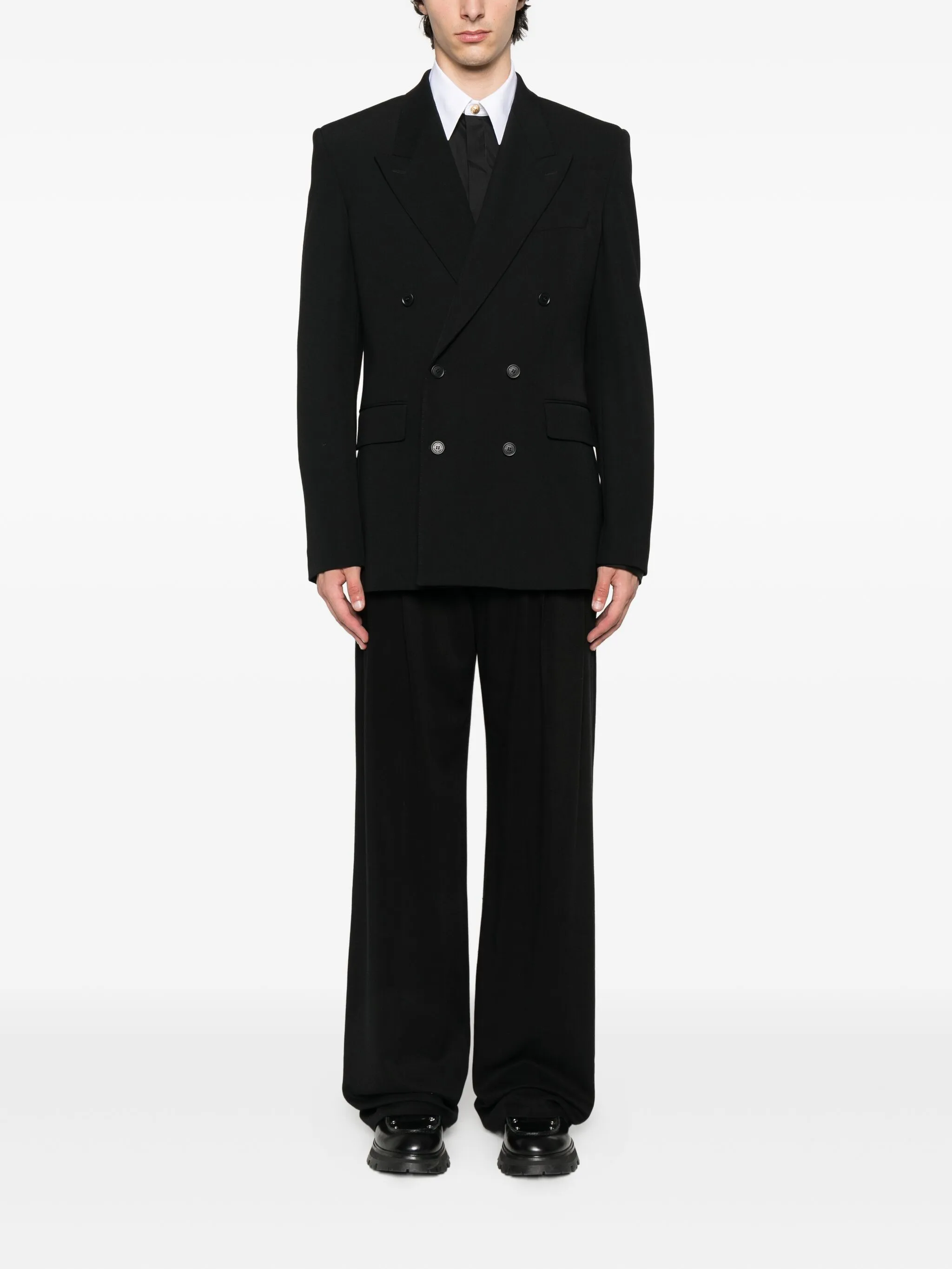 Black Ls Shirt White Collar Shirt
