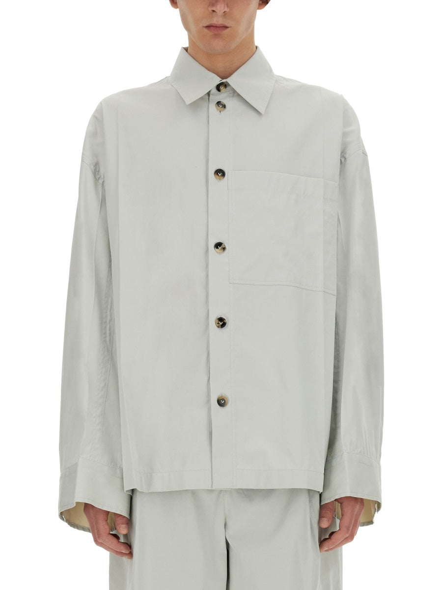 Smooth Tailored Cotton Shirt with Pointed Collar