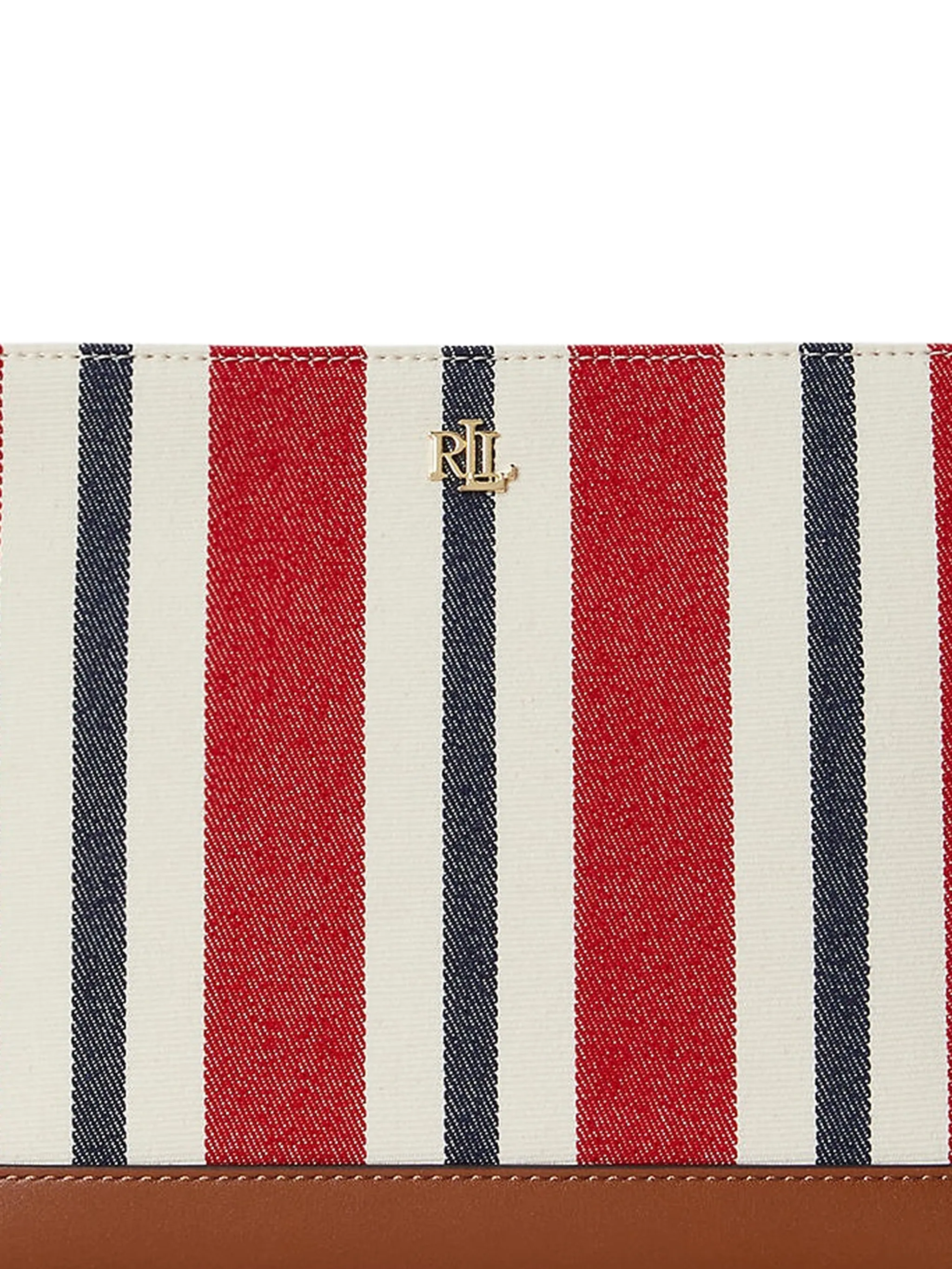 Rectangular Striped Pouch with Leather Base