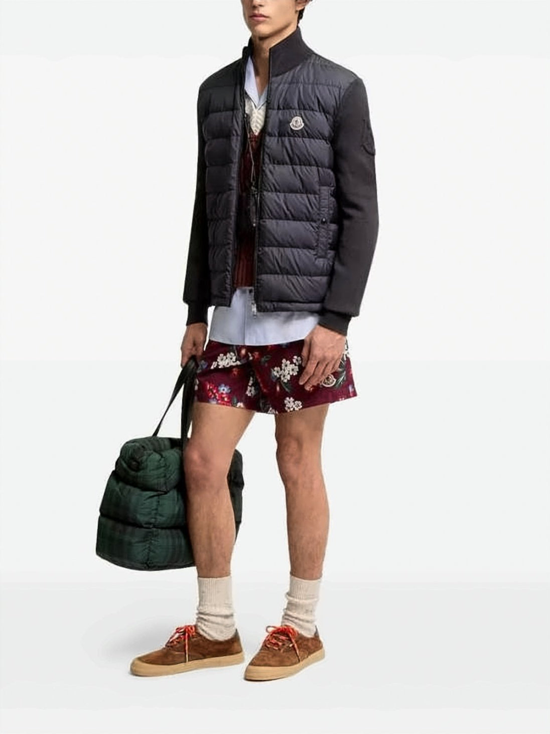 Quilted Padded Jacket With Knitted Sleeves