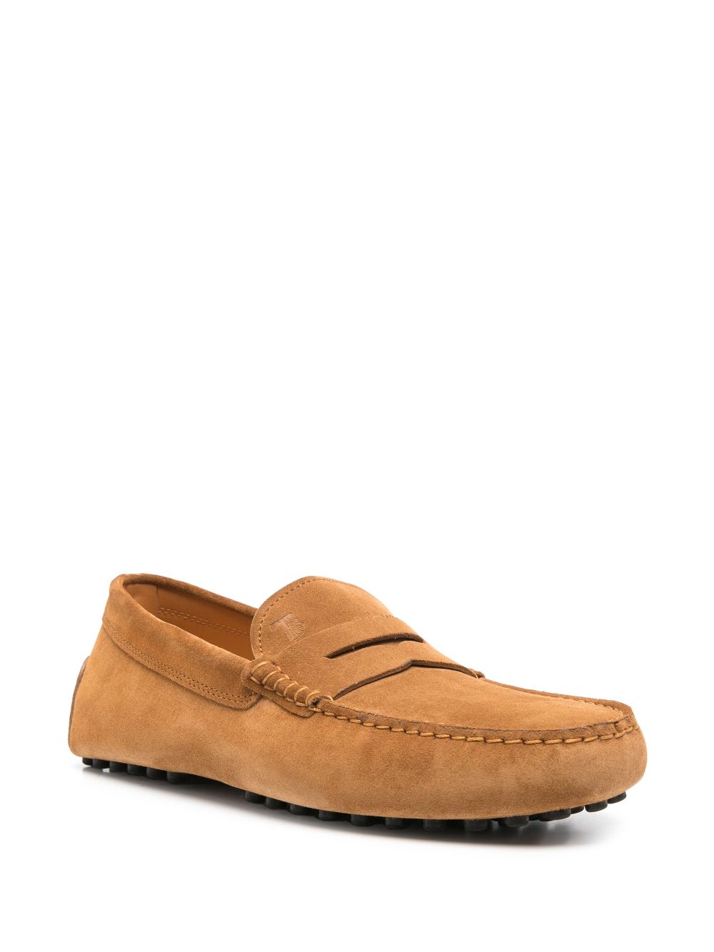 Caramel Brown Suede Moccasin-Style Flat Shoes