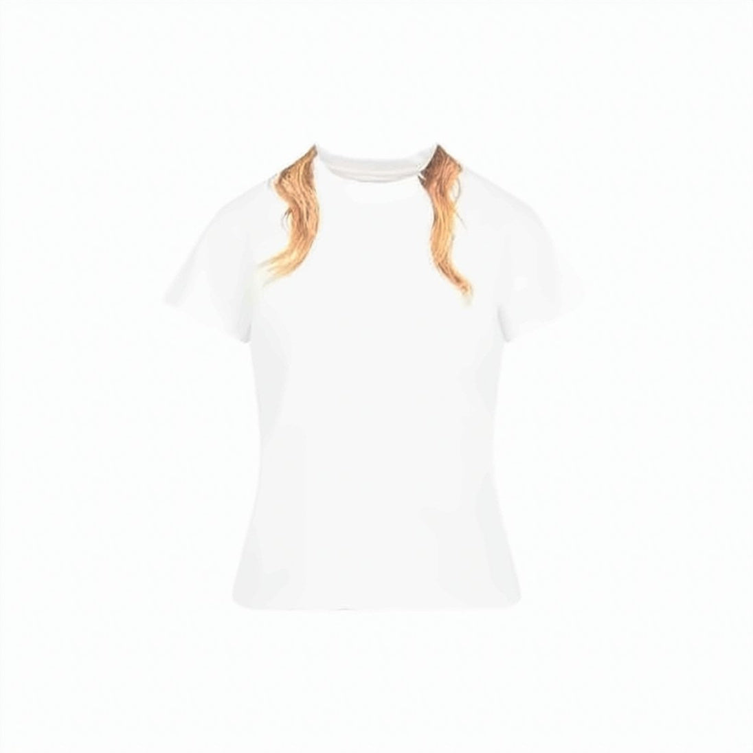 Crewneck T-Shirt With Unique Hair-Inspired Pattern