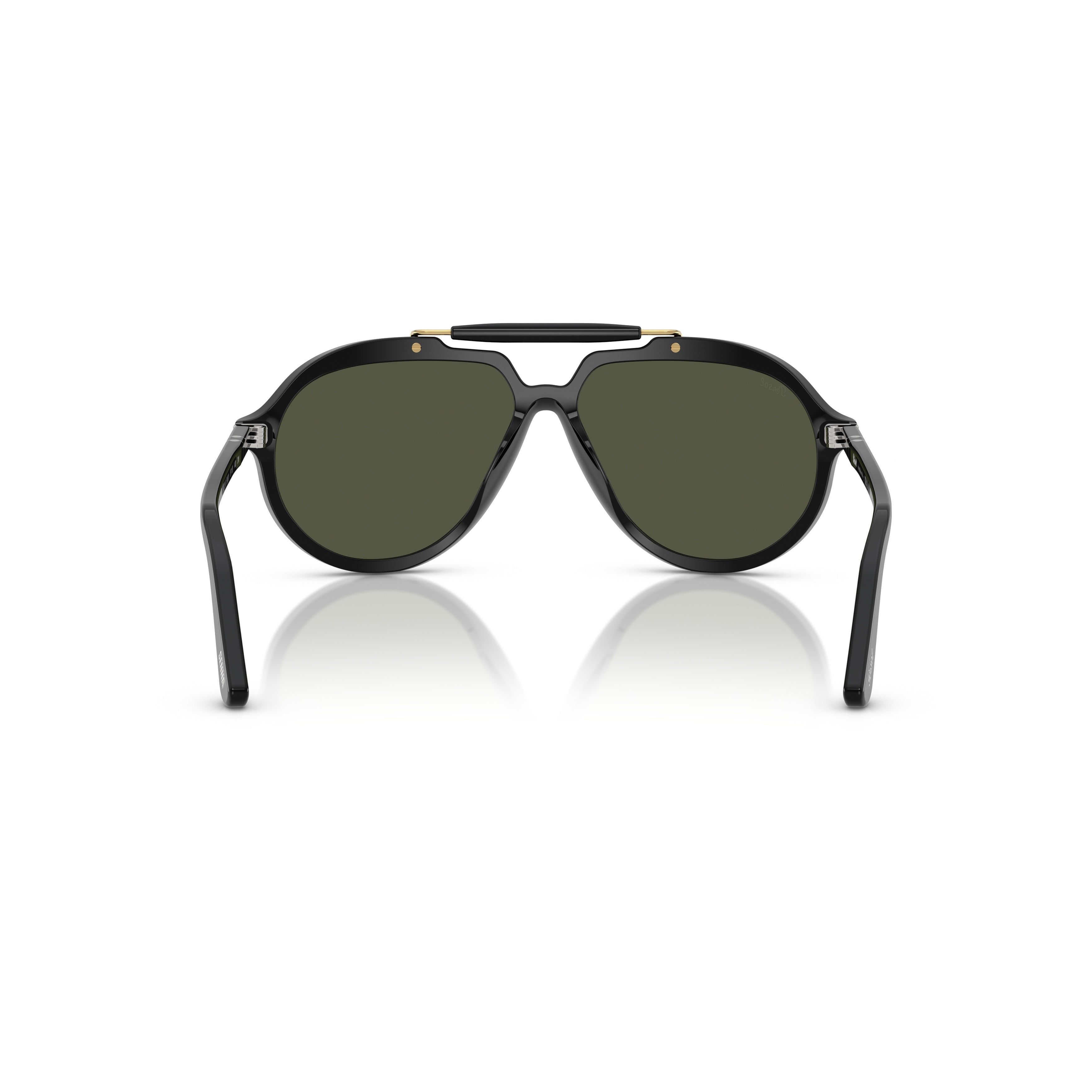 0po0202s Bold Black Aviator Sunglasses with Gold Accents