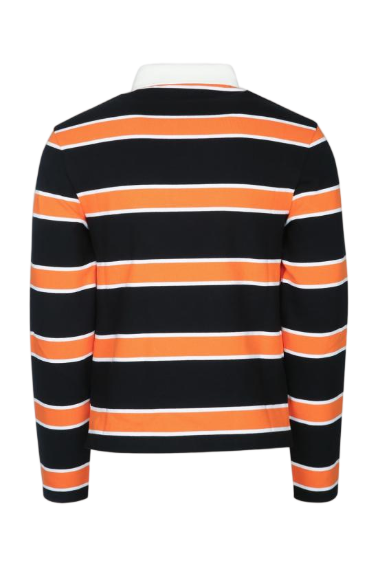 Horizontal Striped Polo Shirt with Classic Collar