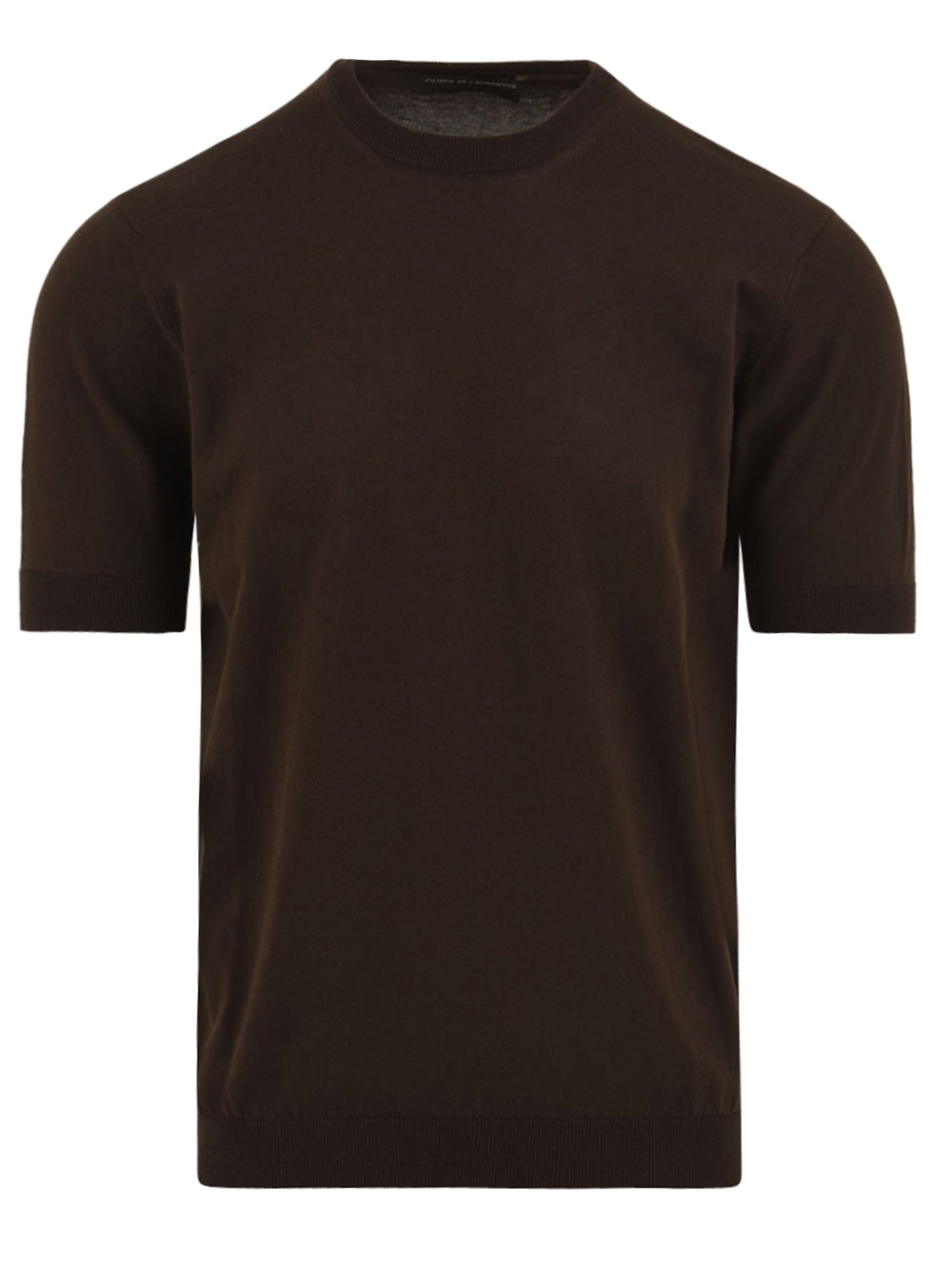 Short-Sleeved Knit Top with Classic Crew Neckline