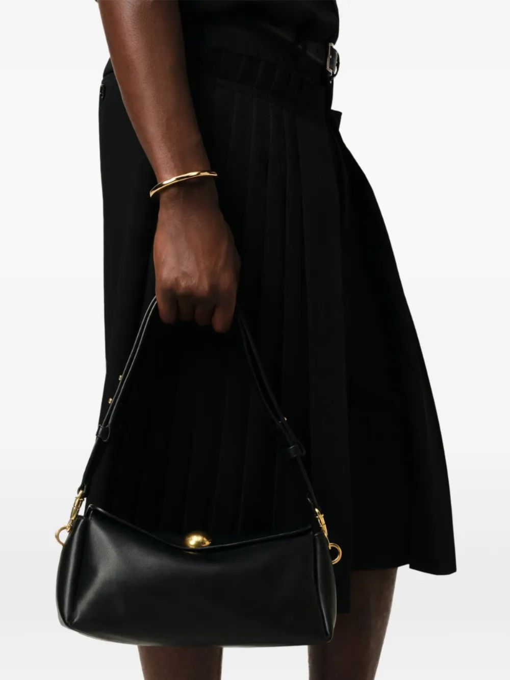 Structured Black Calf Leather Bag
