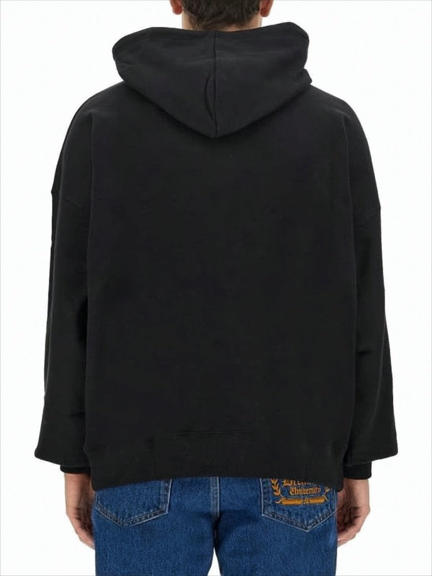 Relaxed Fit Black Hoodie With Bold Logo