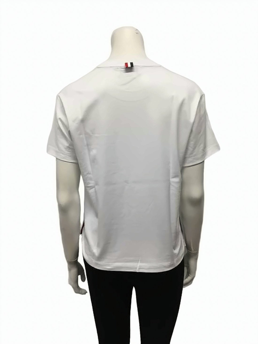 Cropped White T-Shirt with Tricolor Loop Detail