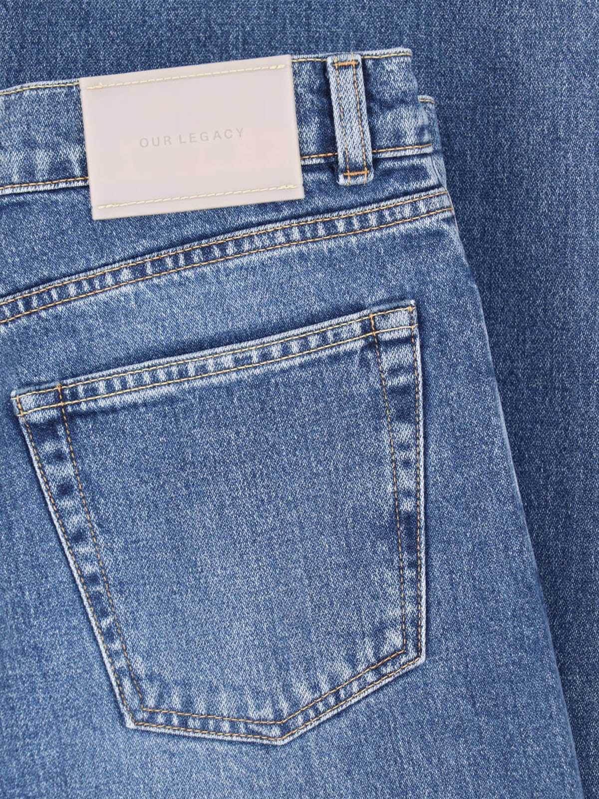 Blue Wide-Leg Faded Denim Jeans