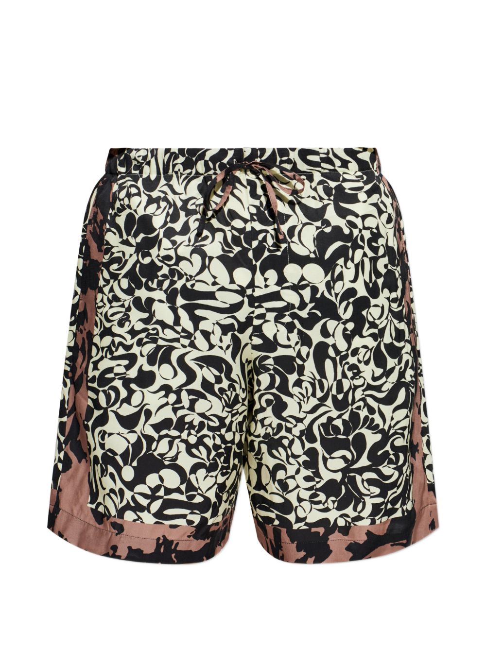 Abstract Print Black Shorts with Relaxed Fit
