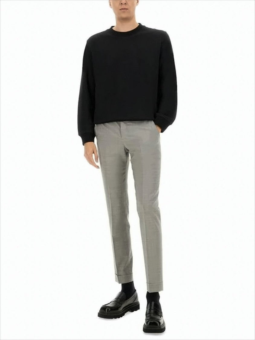 Straight Fit Light Grey Wool Blend Trousers