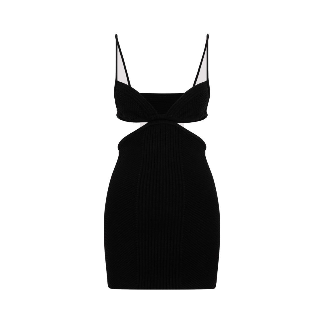Black Cut Out Ribbed Mini Dress