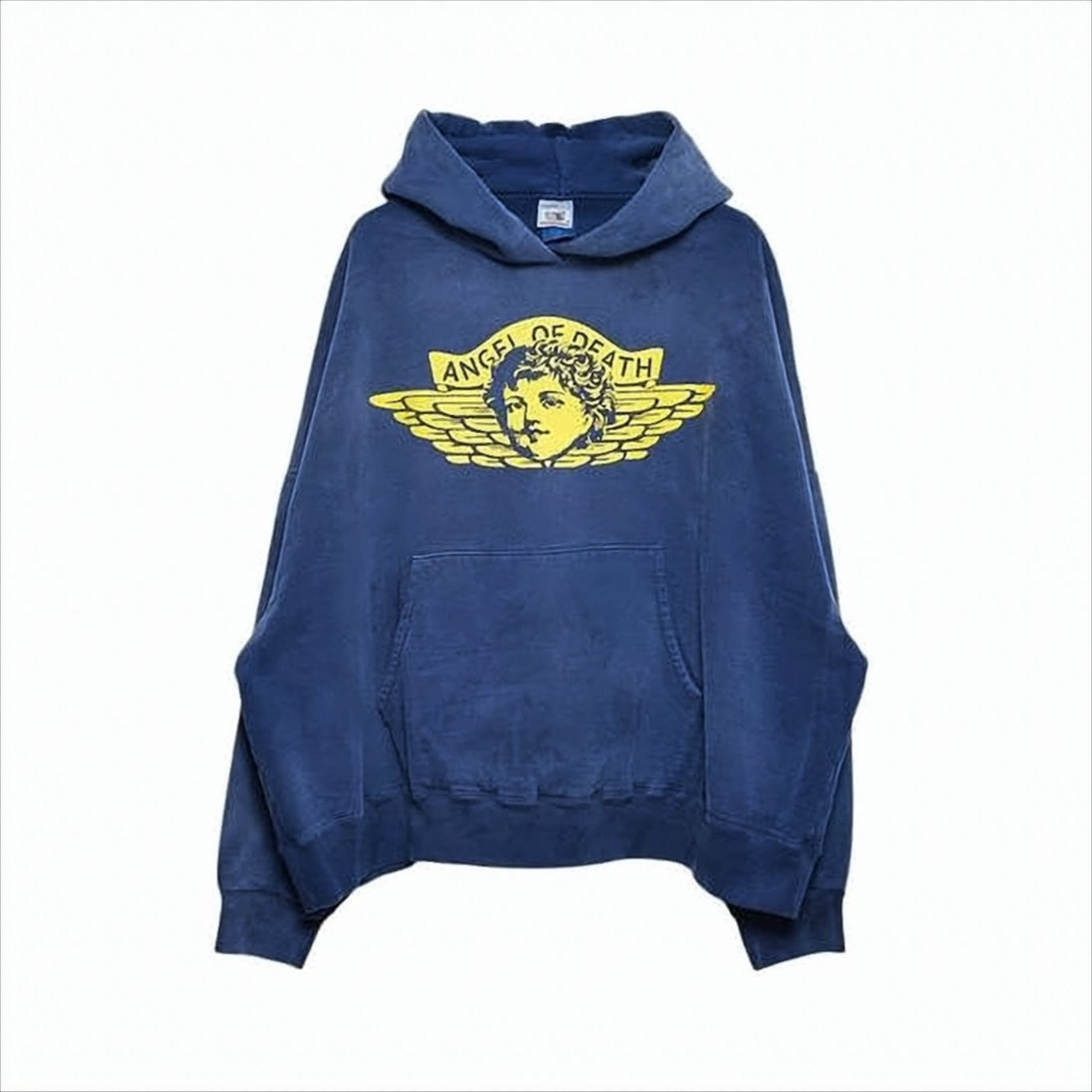 Deep Blue Hoodie With Bold Yellow Graphics