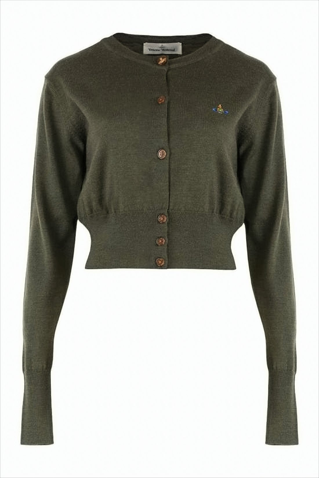 Cropped Fitted Cardigan with Round Neckline