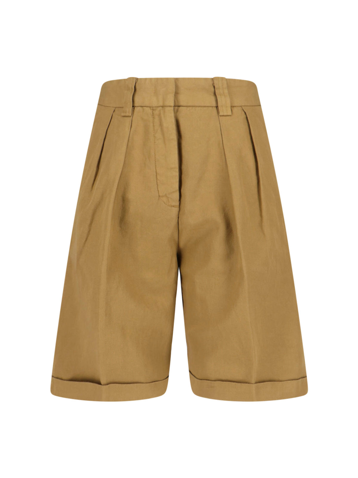 Beige Cotton Linen Shorts