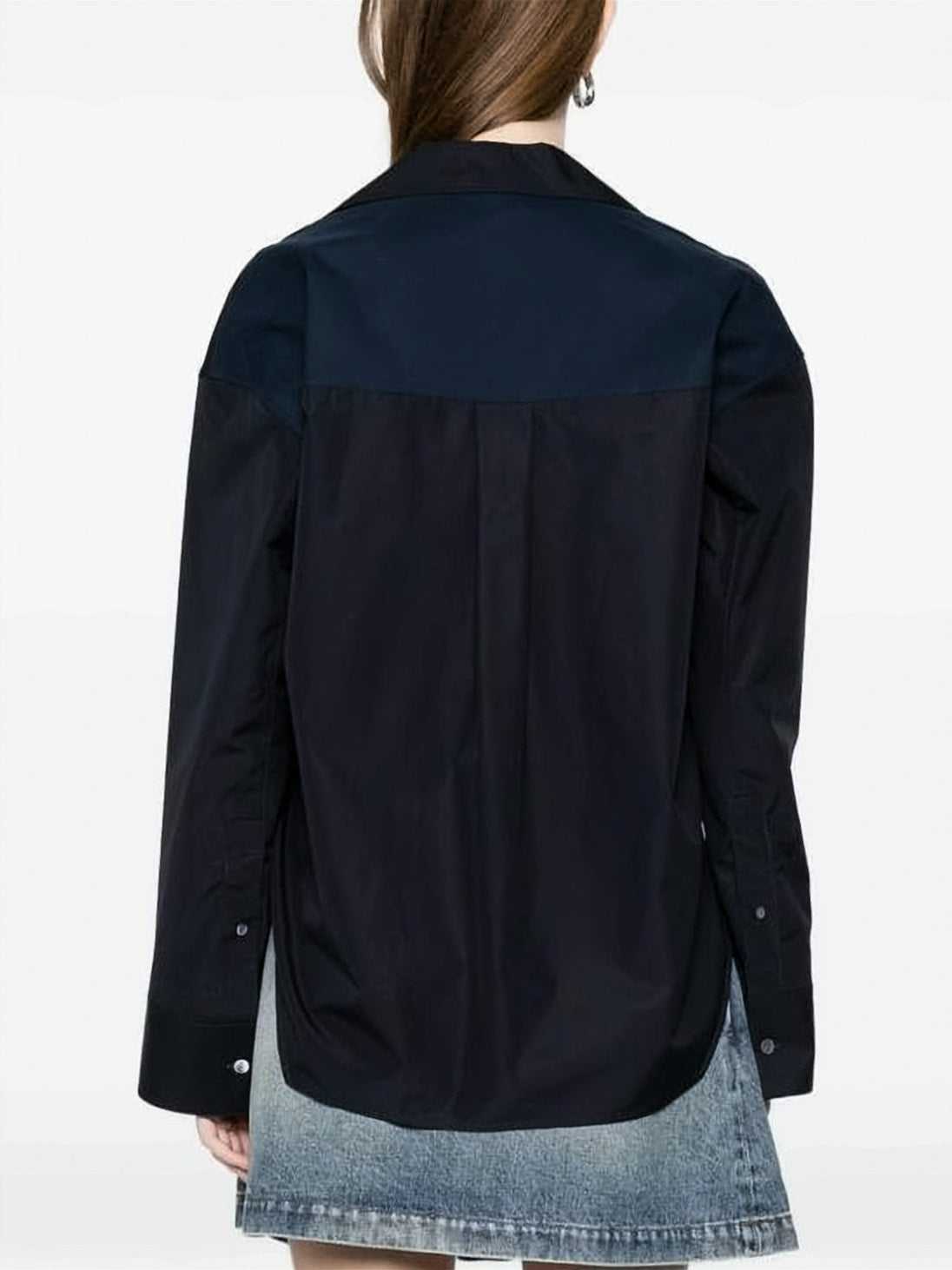 Asymmetrical Black Cotton Shirt with Unique Closure