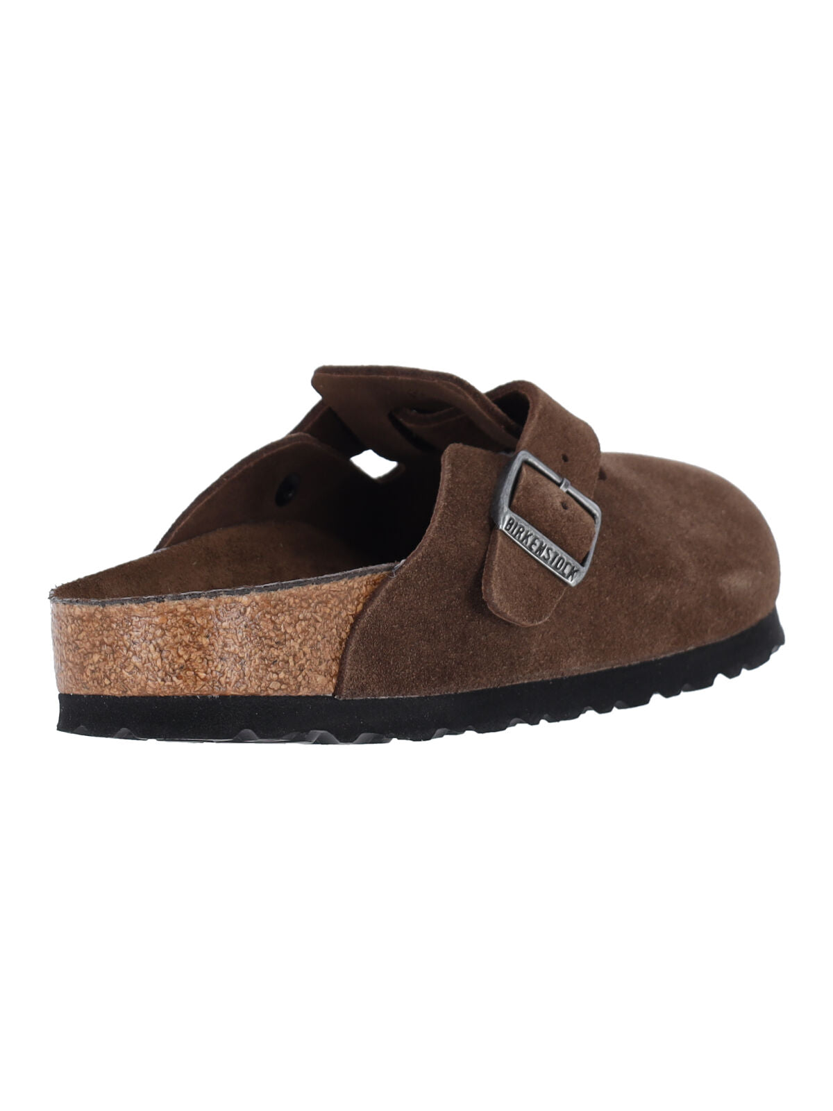 Slip-On Mules with Rounded Toe and Metal Buckle Detail