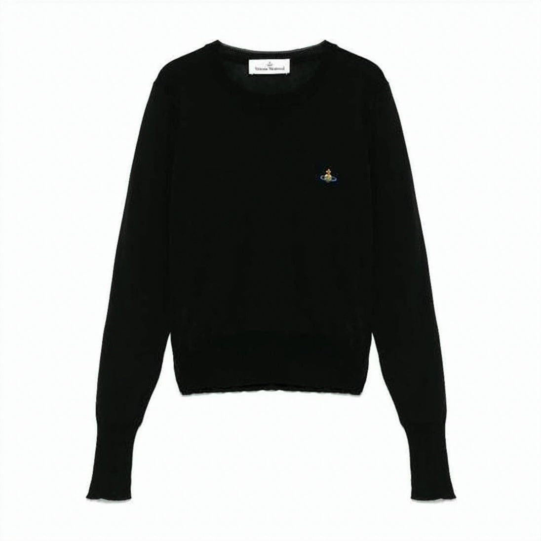Long-Sleeved Knit Sweater with Embroidered Emblem