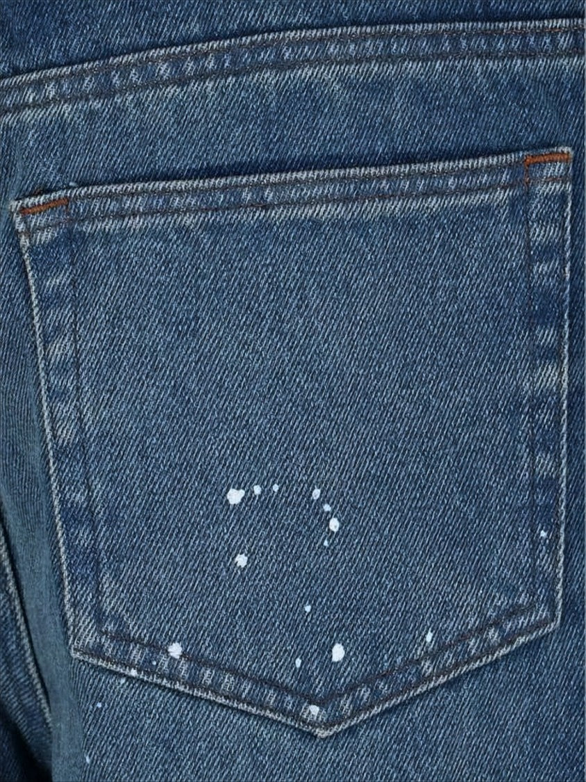 Mid-Blue Straight-Leg Denim Pants